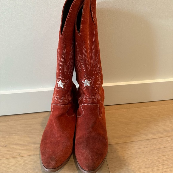 Red Suede Cowboy Boots - Picture 3 of 6